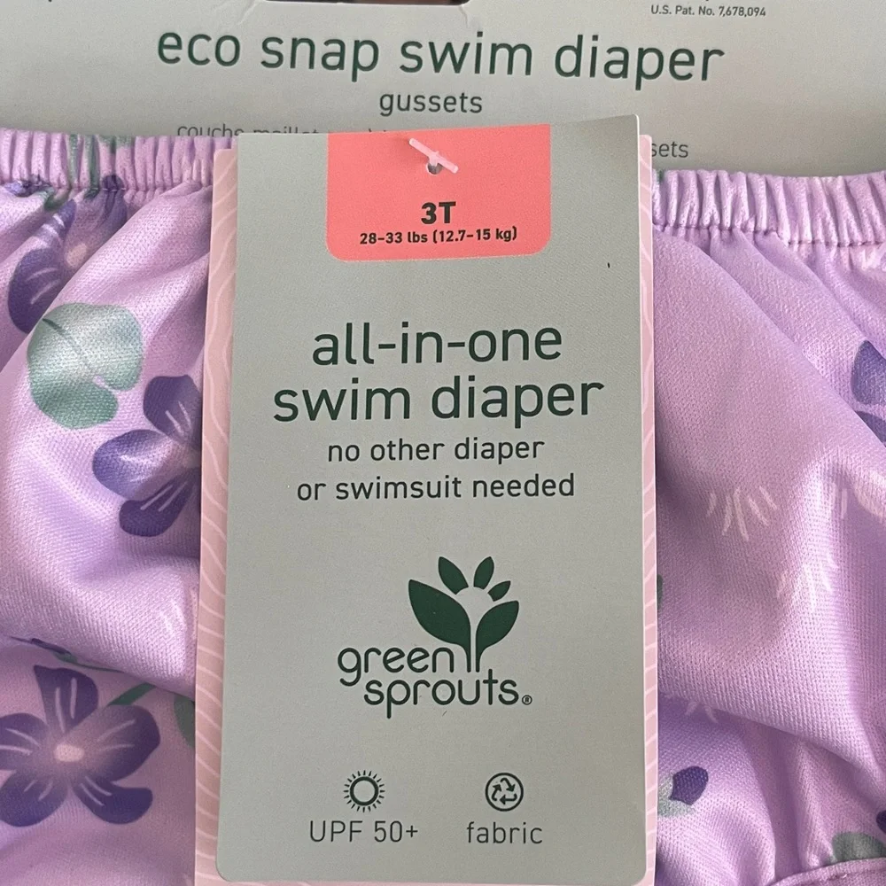 NWT Green Sprouts Purple Floral Diaper Cover